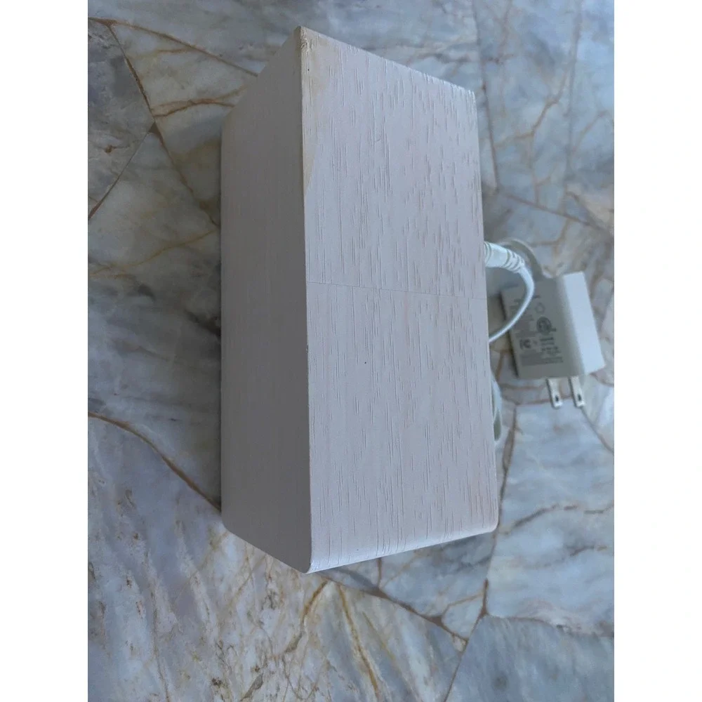 Nicetwo‎ W1299 Digital Alarm Clock White Wood Grain Minimalist Modern Bedside